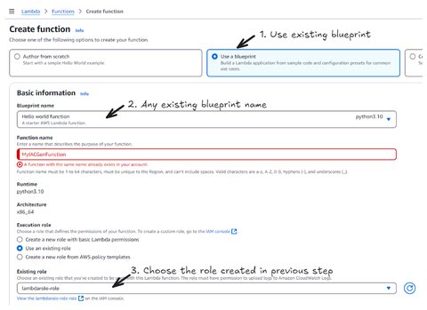 Lambda using blueprint